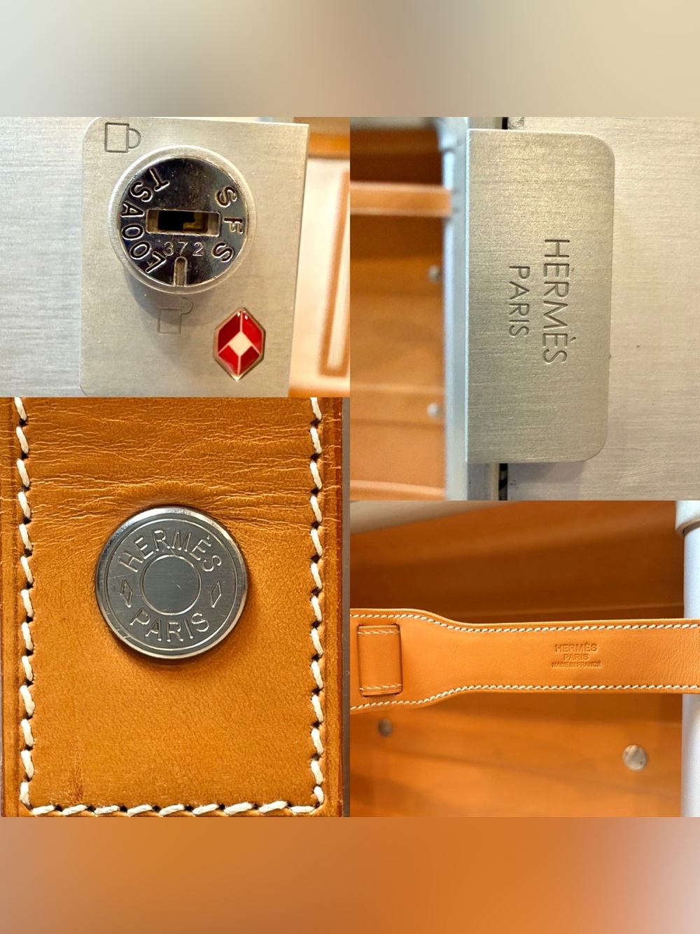 Hermès LTD ED Orion Aluminum & Vache Naturelle Spinner, Retractable Handle, Rare - Picture 14 of 17